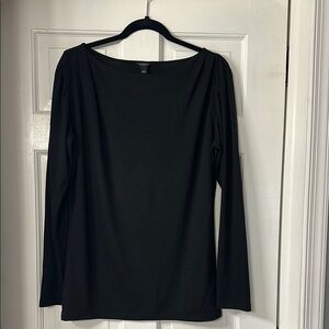 Ann Taylor Black Fitted Blouse with Long Sleeves